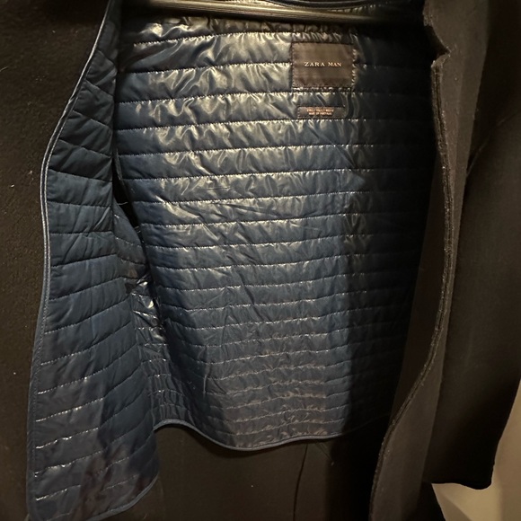 Zara Navy Raw Edge Coat - Picture 3 of 4